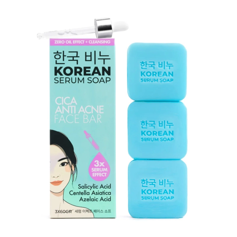 GREEN LABEL KOREAN CICA ANTI-ACNE FACE BAR AKNE YÜZ SABUNU 3*60GR
