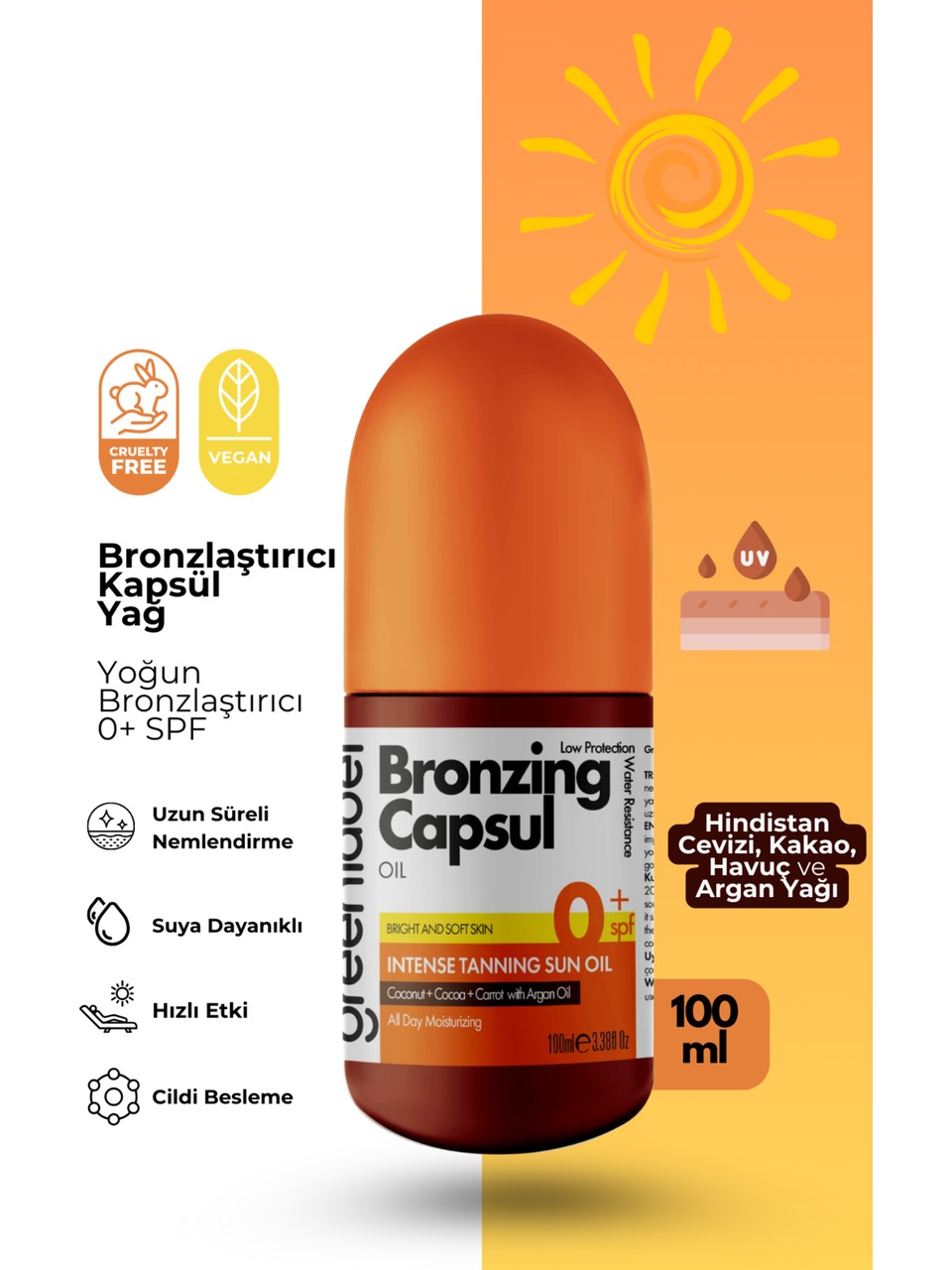 GREENLABEL BRONZLAŞTIRICI KAPSÜL YAĞI 100 ML.