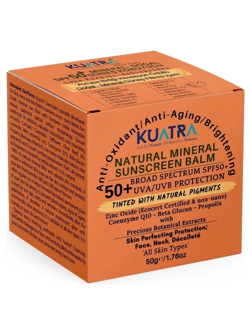 KUATRA SPF 50+ DOĞAL MİNERAL NEM GÜNEŞ KORUYUCU RENKLİ *BALM 50 ML