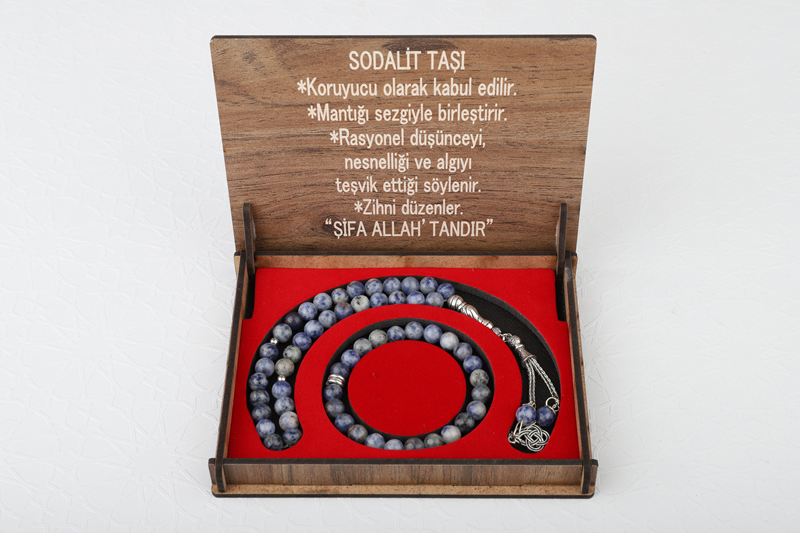 KUTULU 33 LÜ TESBİH BİLEKLİK SETİ SODALİT