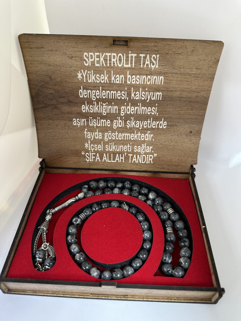 KUTULU 33 LÜ TESBİH BİLEKLİK SETİ SPEKTROLİT