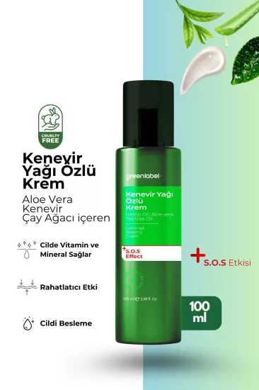GREENLABEL ALOVERA & KENEVİR & ÇAY AĞACI ÖZLÜ VÜCUT S.O.S DESTEK KREM 100 ML.