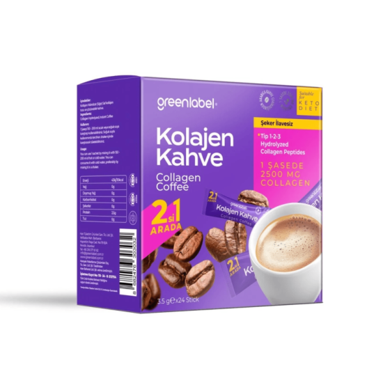 GREENLABEL KUTULU KOLAJEN KAHVE STICK 3,5G X 24 STICK