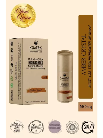 KUATRA AMBER CRYSTAL DOĞAL BAKIR IŞILTILI HİGHLİGTER STİCK 11,5 ML
