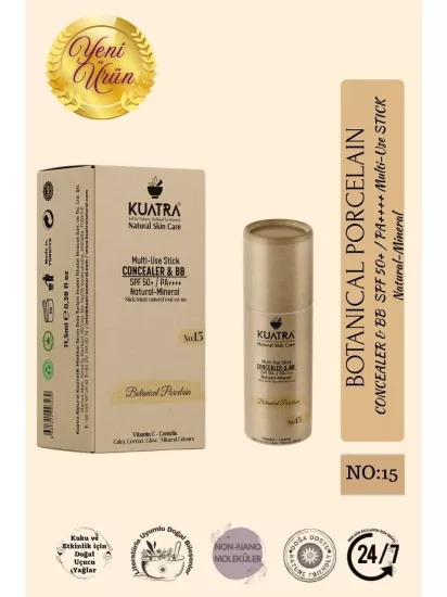 KUATRA BOT.POR.NAT. MİNERAL STİCK CONCEALER & BB | SPF 50 + PA ÇOK AMAÇLI NEM. RENKLİ BAKIM 11,5 ML
