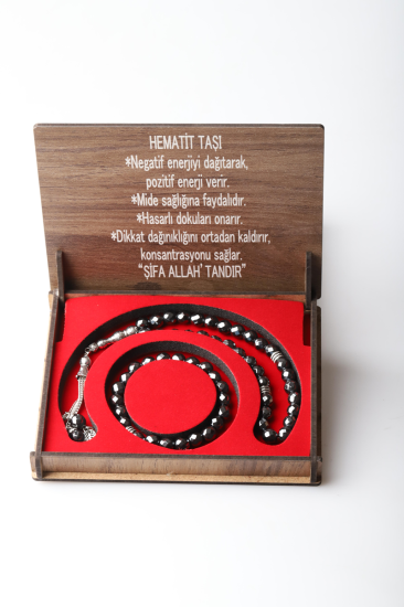 KUTULU 33 LÜ TESBİH BİLEKLİK SETİ HEMATİT
