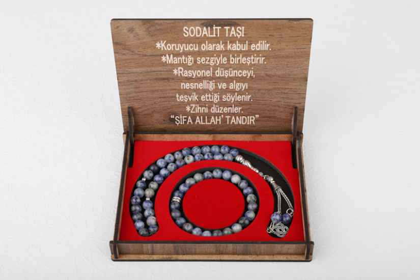KUTULU 33 LÜ TESBİH BİLEKLİK SETİ SODALİT