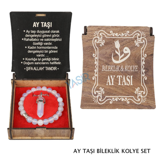 KUTULU KOLYE BİLEKLİK SETİ  AY TAŞI