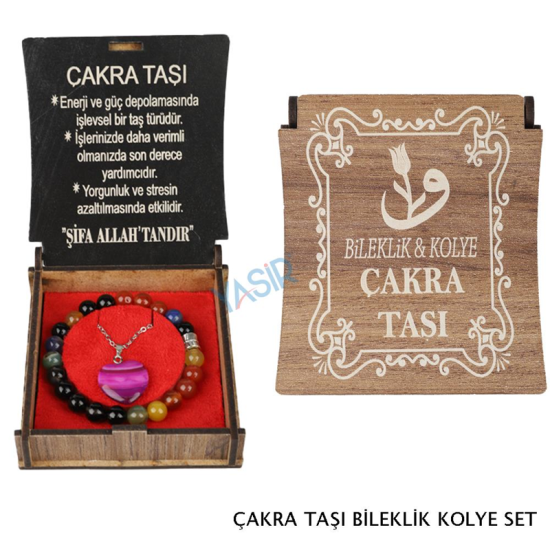 KUTULU KOLYE BİLEKLİK SETİ ÇAKRA TAŞI