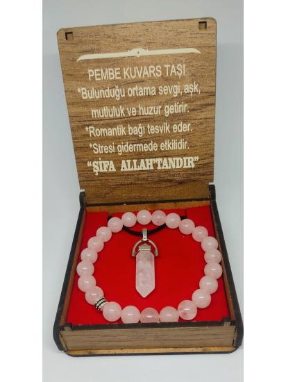 KUTULU KOLYE BİLEKLİK SETİ KUVARS TAŞI