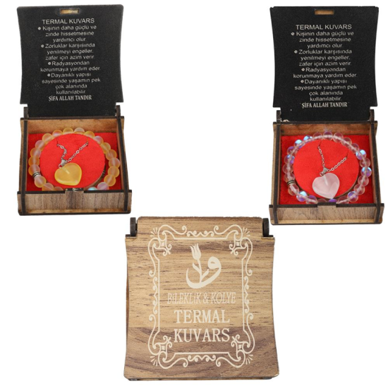 KUTULU KOLYE BİLEKLİK SETİ TERMAL KUVARS TAŞI