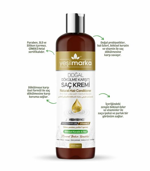 YEŞİL MARKA SAÇ KREMİ - DÖKÜLME KARŞITI 350 ML